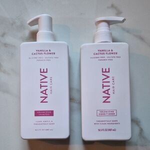 Native Hair Care Volumizing Shampoo & Conditioner - Vanilla & Cactus Flower Set